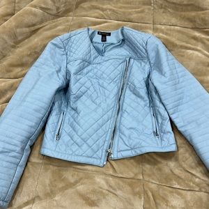 Blue leather jacket!